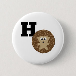 Monogram H is for Hedgehog 2 Inch Round Button