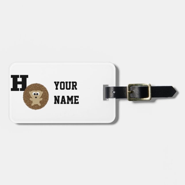Monogram H is for Hedgehog Luggage Tag (Front Horizontal)