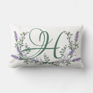 Monogram H Lavender Eucalyptus Lumbar Pillow