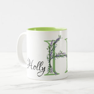 Monogram H Lavender Eucalyptus Two-Tone Coffee Mug