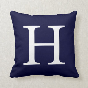 Monogram H On Navy Blue Throw Pillow