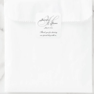 Monogram H Wedding Thank You Labels Stickers