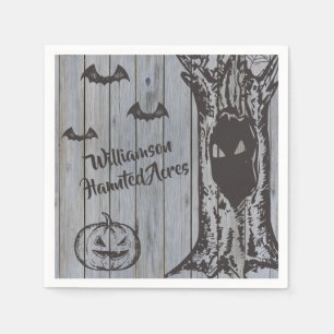 Monogram Halloween Costume Party Spooky Bat Rustic Napkin