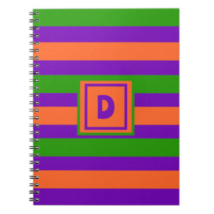 Monogram Halloween Purple Orange & Green Notebook