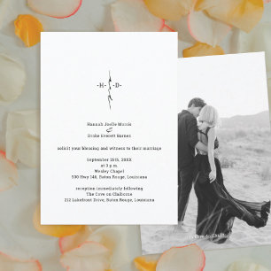 Monogram Hand Lettered Chic Cross Centred Wedding Invitation