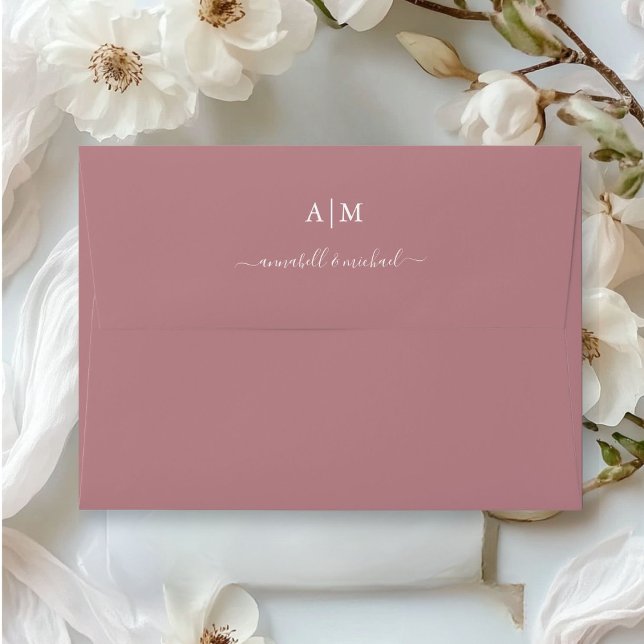 Monogram, Handwriting, Elegant Dark-Rose Envelope (Monogram, Handwriting, Elegant Dark-Rose Envelope)