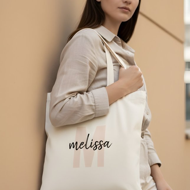 Monogram Handwritten Brush Simple Tote Bag (Creator Uploaded)