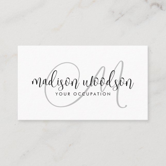 Monogram Handwritten Script Signature Business Card (Front)