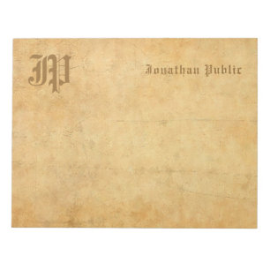 Monogram Handwritten Text Elegant Vintage Template Notepad
