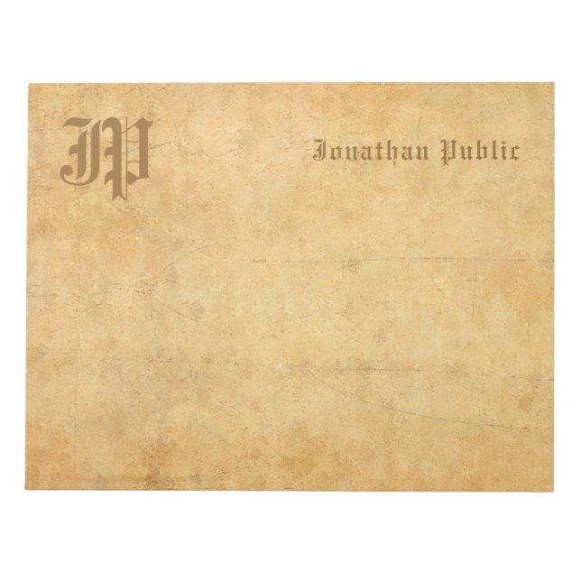 Monogram Handwritten Text Elegant Vintage Template Notepad (Front)