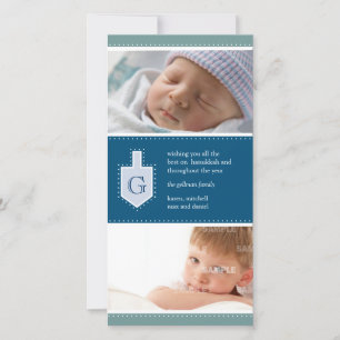 Monogram Hanukkah Dreidel Photo Card