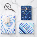 Monogram Hanukkah Festival Menorah Lights Wrapping Paper Sheet<br><div class="desc">Hanukkah Menorah Lights Holiday label. Monogram and Hanukkah Logo Decoration with traditional symbols pattern. Crafts & Party Supplies > Gift Wrapping Supplies > Wrapping Paper. Israel,  Jerusalem. Sofiartmedia Modern Design.
Judaica Modern Design with text template. Personalize them by adding name or wishes text.</div>