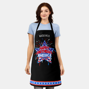 Monogram Happy Birthday America BLACK Apron