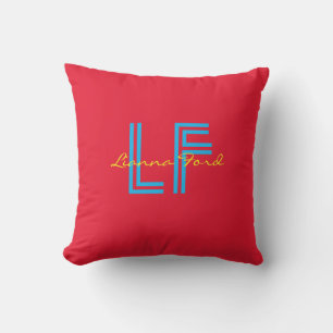 monogram happy & colourful throw pillow