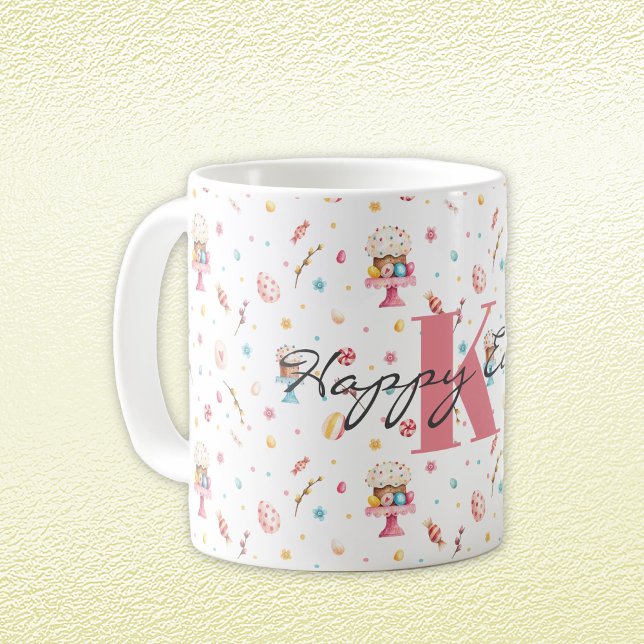 Monogram Happy Easter Pattern 11oz Coffee Mug (Creator Uploaded)
