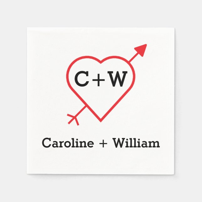 Monogram Heart And Arrow Napkin (Front)