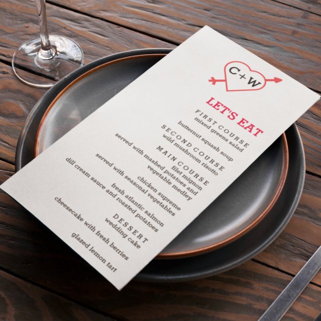 Monogram Heart And Arrow Wedding Menu (Creator Uploaded)