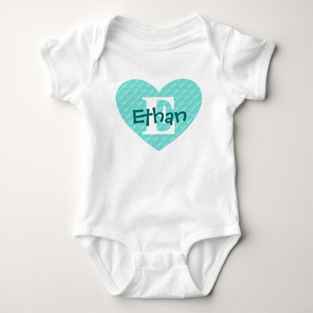 Monogram Heart Baby Bodysuit (Front)