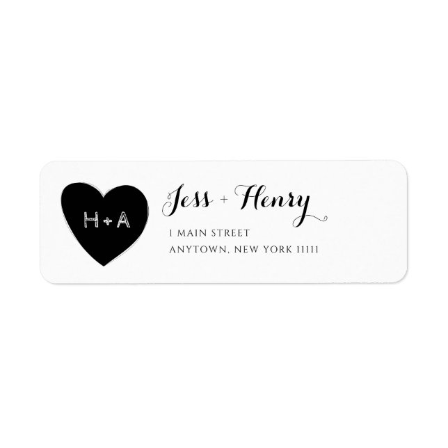 Monogram Heart Couple Return Address Labels (Front)