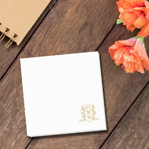 Monogram heart crown crest gold wedding favour post-it notes