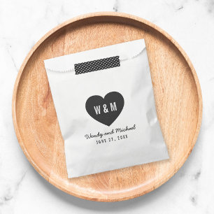 Monogram Heart Modern Wedding Favour Bag