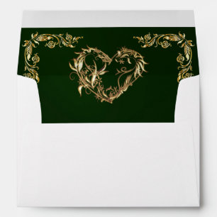 Monogram Heart on Emerald Wedding Envelope