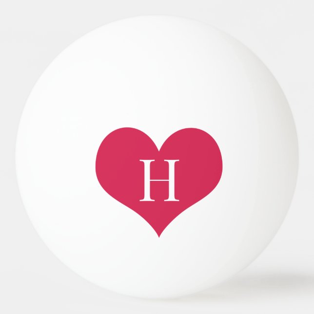 Monogram Heart Personalized Ping Pong Ball (Front)