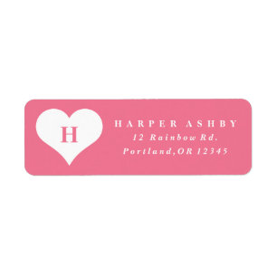 Monogram Heart Pink Return Address