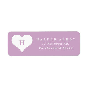 Monogram Heart Purple Return Address