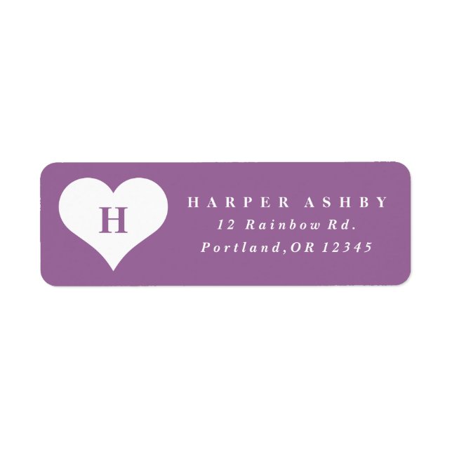 Monogram Heart Purple Return Address (Devant)