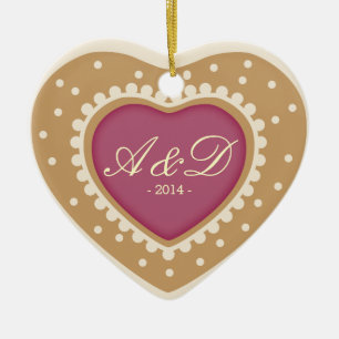 Monogram Heart Sugar Cookie Ceramic Ornament