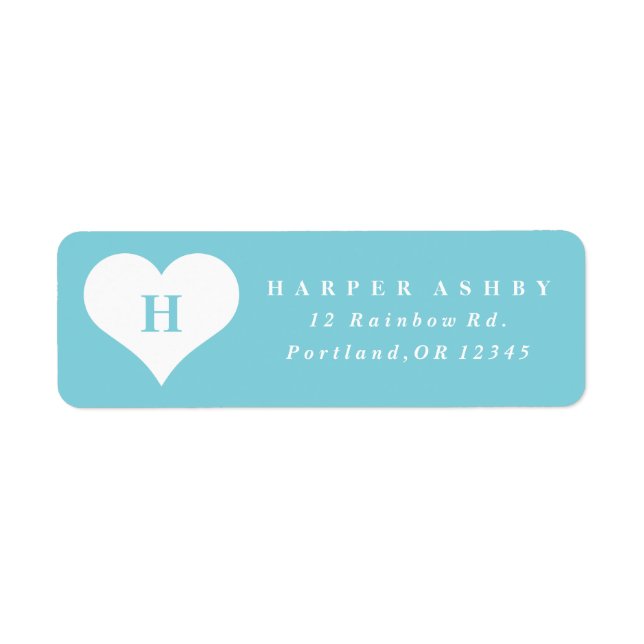 Monogram Heart Teal Blue Return Address (Devant)