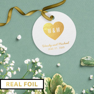 Monogram Heart Wedding Foil Favour Tags
