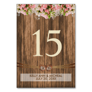 Monogram Heart with Pink Roses Table Number
