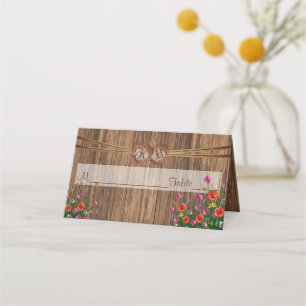 Monogram Heart with Wildflowers   Place Cards