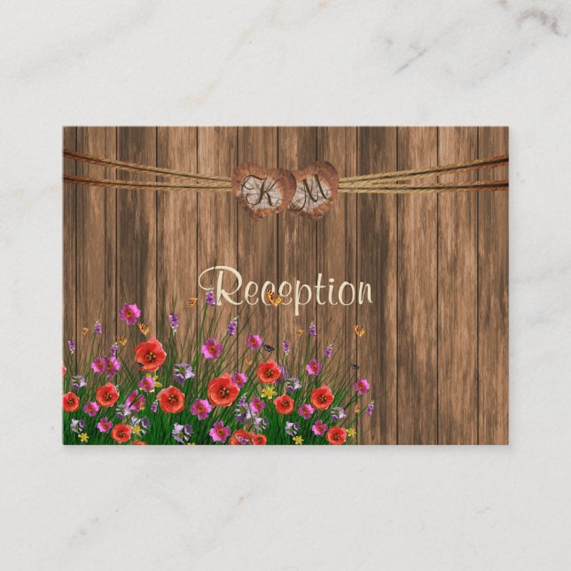 Monogram Heart with Wildflowers - Reception Enclosure Card (Front)