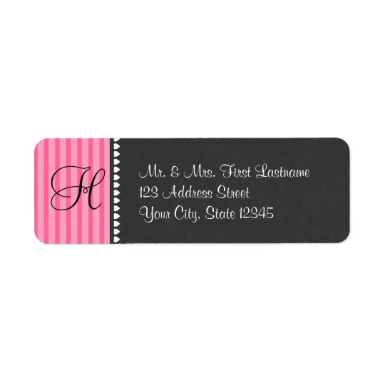 Monogram Hearts and Slate with changable colour Return Address Label