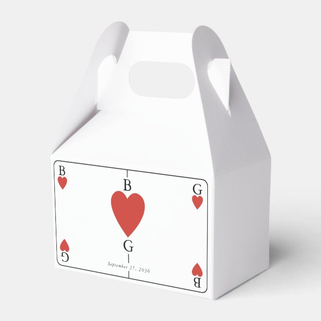 Monogram Hearts Playing Card Wedding  Favor Box (Front Side)