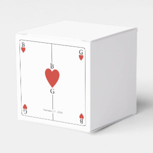 Monogram Hearts Playing Card Wedding  Favor Box