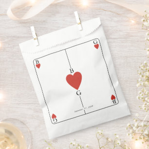 Monogram Hearts Playing Card Wedding Favour Bag