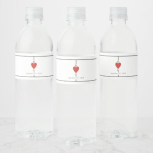 Monogram Hearts Playing Card Wedding  Water Bottle Label