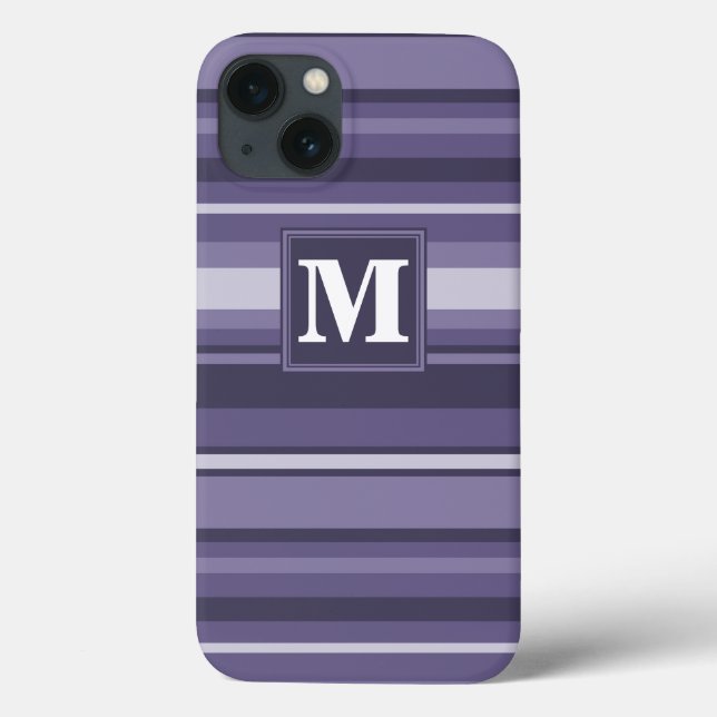 Monogram heather purple stripes Case-Mate iPhone c Case-Mate iPhone Case (Back)