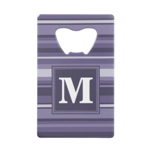 Monogram heather purple stripes credit card bottle opener