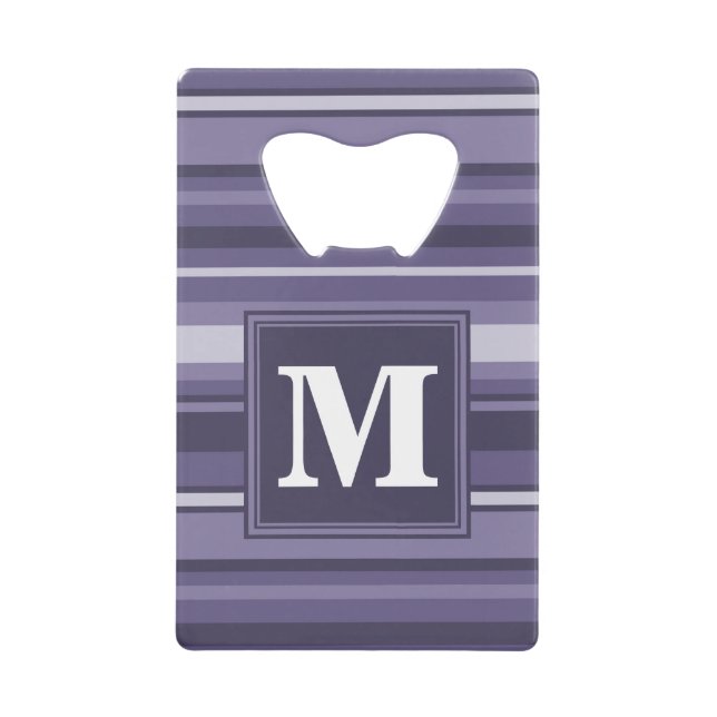Monogram heather purple stripes credit card bottle opener (Front)
