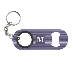 Monogram heather purple stripes mini bottle opener