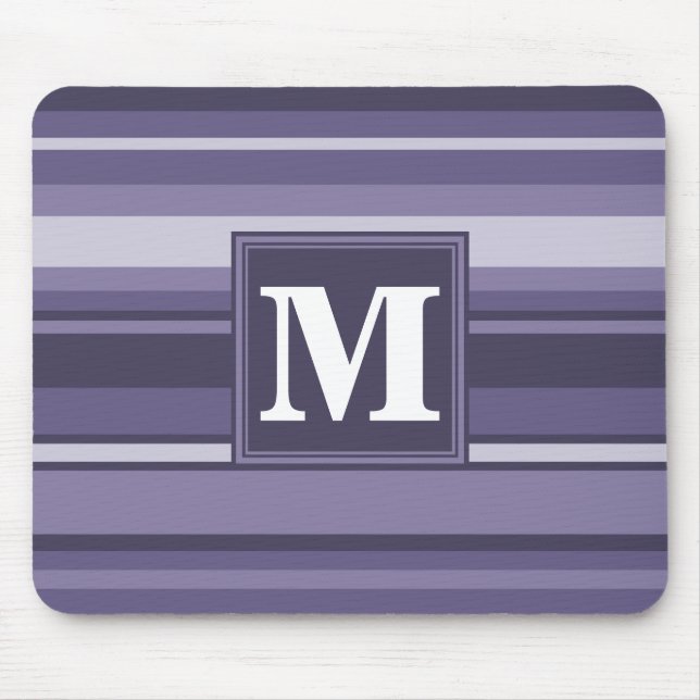 Monogram heather purple stripes mouse pad (Front)