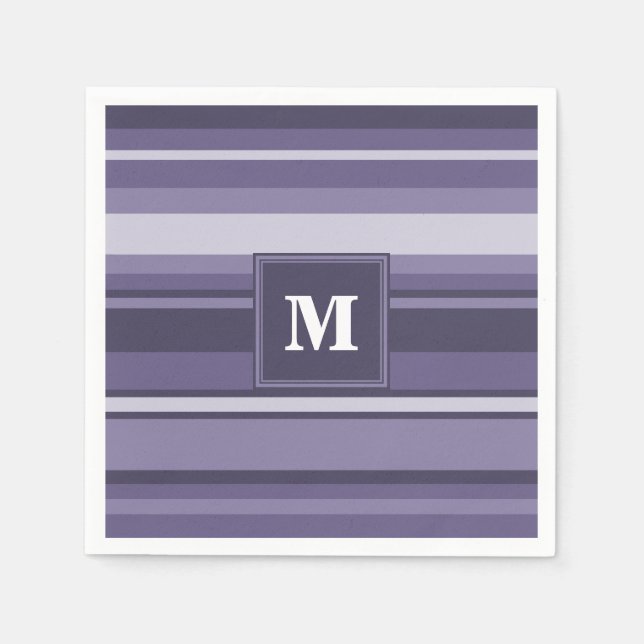Monogram heather purple stripes napkin (Front)