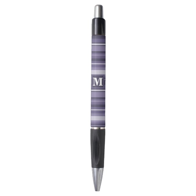 Monogram heather purple stripes pen (Front Vertical)
