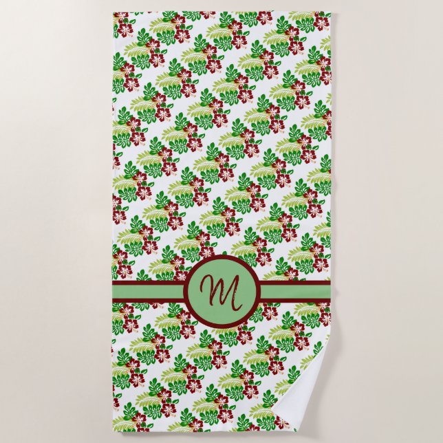 Monogram Hibiscus Beach Towel (Front)