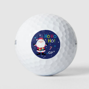 Monogram Ho Ho Ho Christmas Santa Personalized Golf Balls